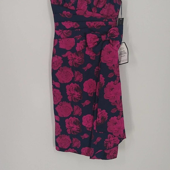 Aidan Mattox Floral Print Sleeveless Cocktail Dress in Fuchsia Multi - Picture 6 of 14
